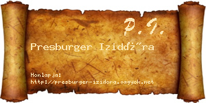 Presburger Izidóra névjegykártya